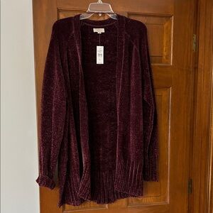 LOFT Rich Burgundy Open Cardigan